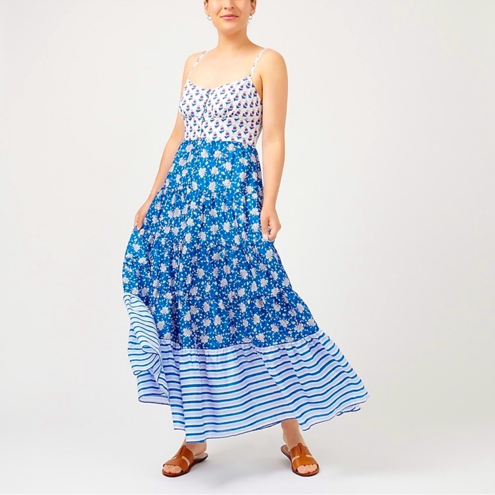 LIKE NEW💕RARE🔥🔥NWOT JCREW💕Blue and White Floral Maxi Dress💗💗💗